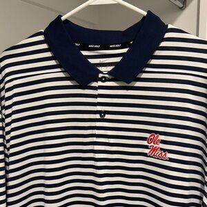 Ole Miss Nike Men's Navy and White Striped Polo Shirt